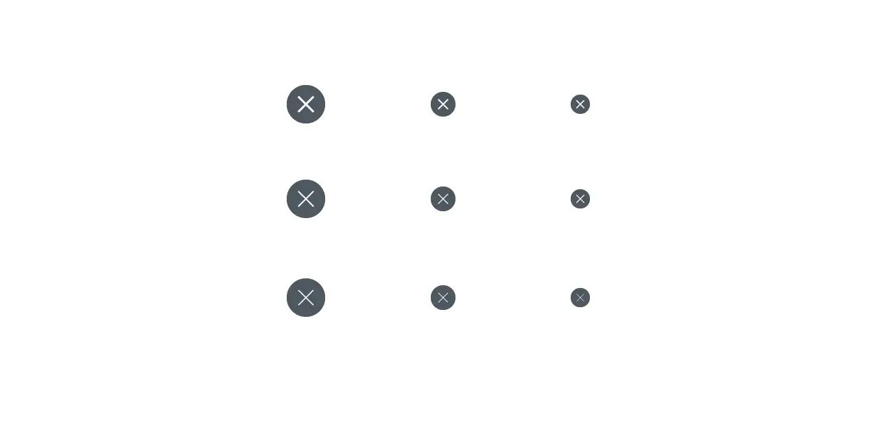 Icons disappearing below a minimum size threshold where small shapes lose recognizability
